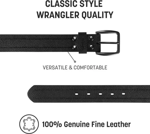 Vista 2 de Wrangler Mens Leather Belt Embossed Logo Casual Every Day Belt for Jeans