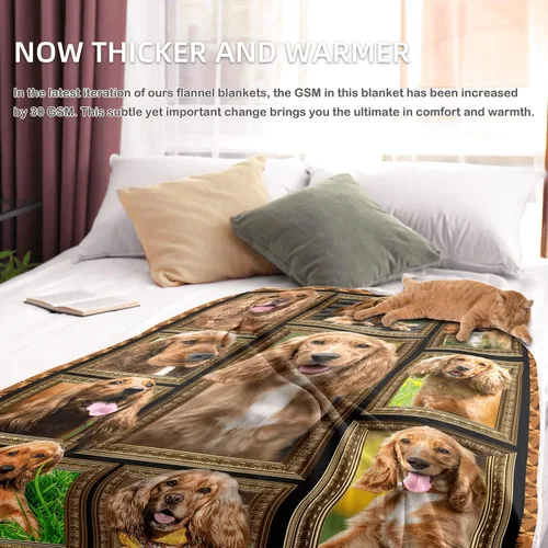 Vista 4 de Manta de perro Cocker Spaniel para niños, bonita manta de franela suave y acogedora para niñas y niños, mantas para bebés y niños pequeños