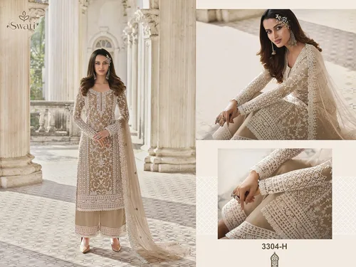 Vista 2 de STELLACOUTURE India paquistaní Eid festival red bordado material salwar kameez traje para las mujeres con dupatta 2406-O