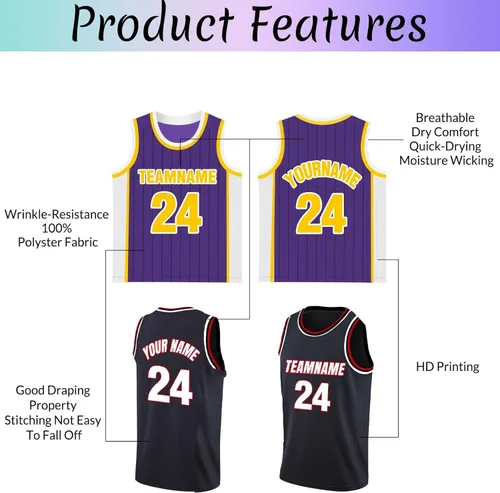 Vista 7 de Camiseta de baloncesto personalizada con número de nombre del equipo, camiseta de práctica personalizada para hombres, jóvenes, niños, universidad