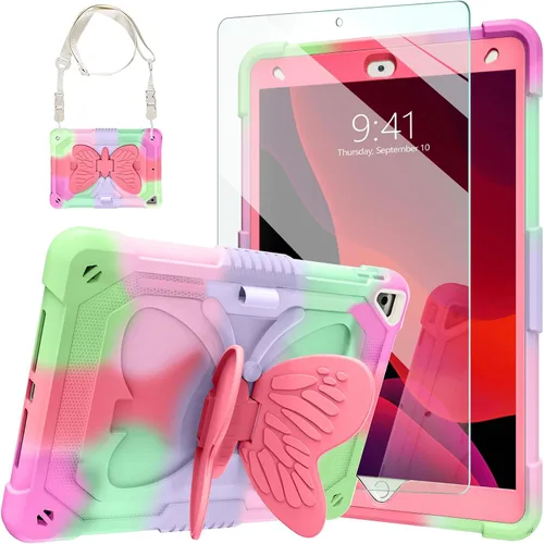 Vista 10 de Ambison Funda para iPad de 9ª/8ª/7ª Generación de 10.2 pulgadas con Protector de Pantalla de Vidrio, Cubierta Protectora Resistente a Prueba