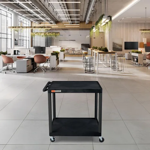Vista 10 de Luxor Carrito utilitario de 2 estantes negro - pequeño - HE38-B