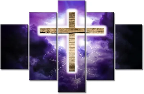 Vista 83 de TUMOVO Decoración de pared de iglesia cristiana de 3 paneles, imágenes de la resurrección de Jesús para sala de estar, dormitorio, cocina