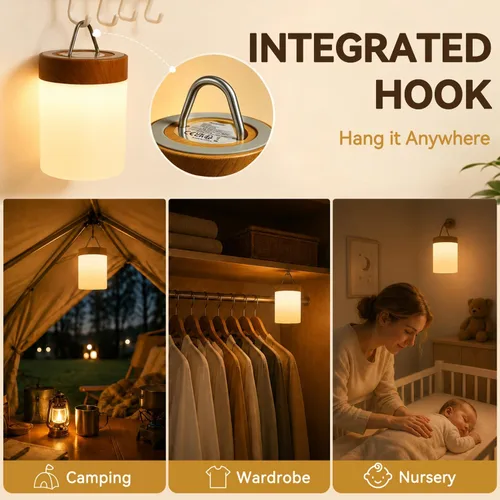 Vista 7 de Auxmir Luz nocturna para guardería, lámpara táctil recargable, 256 RGB Marrón (Brown-2 Pack)