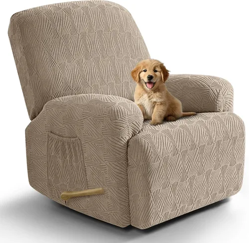 Vista 16 de VANSOFY Fundas para sillas reclinables, 4 piezas, elásticas, de tela jacquard, suave funda para silla reclinable, protector de muebles con parte