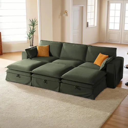 Vista 26 de Juego de sofá de 2 piezas de gran tamaño de 125 pulgadas para sala de estar, funda extraíble lavable, cómodo sofá nube de 3 plazas y sofá biplaza