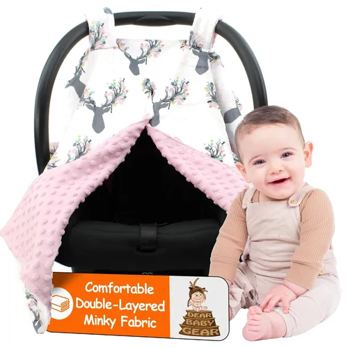Vista 2 de Dear Baby Gear - Toldo de asiento de automóvil de 40 x 30 pulgadas, funda para transportar bebés para niños y niñas, uso acogedor para otoño