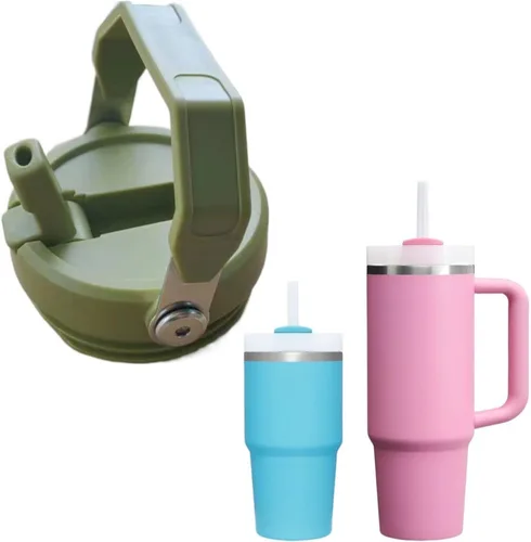Vista 17 de 2PC Tapas de Vaso de Repuesto a Prueba de Fugas con Popote - Compatibles con Vaso Stanley NUEVA VERSIÓN Iceflow Flip, Quencher H2.0 y Protour Negro