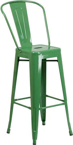 Vista 23 de Taburete Flash Furniture de bar, hecho de metal para interior y exterior, Metal, Negro