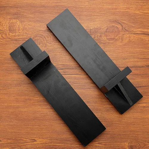 Vista 5 de OwnMy 2 apliques de vela de pared de madera, candelabros rústicos de Negro