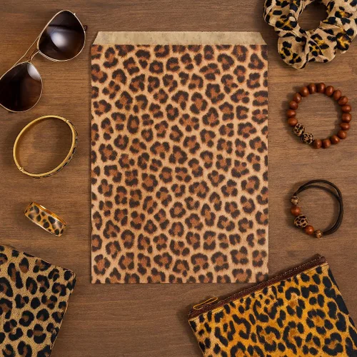 Vista 3 de 888 Display – 200 piezas de 8.5 x 11 pulgadas de papel de tono leopardo bolsas de regalo de compras
