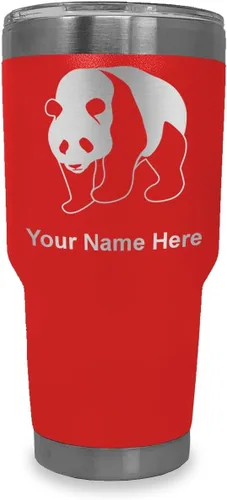 Vista 25 de LaserGram Vaso aislado al vacío de 20 onzas, oso panda, grabado personalizado incluido (negro)
