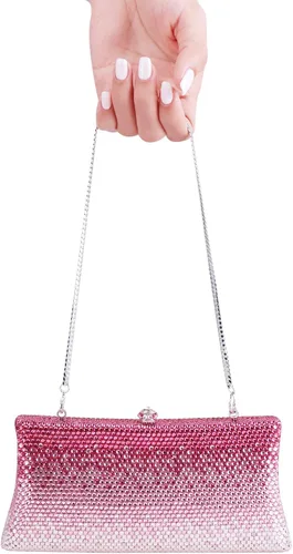 Vista 4 de Evevictor Bolso de mano bolso de noche bolsa de dinero rosa degradado para Halloween fiesta cita y Navidad Rosado