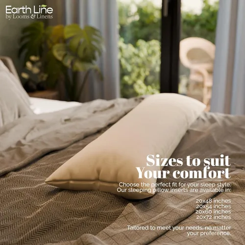 Vista 8 de Looms & Linens Kapok Pillow - Almohada de cuerpo completo de 20 x 48 pulgadas con carcasa de satén, paquete de 1 unidad, fabricada en Estados Unidos