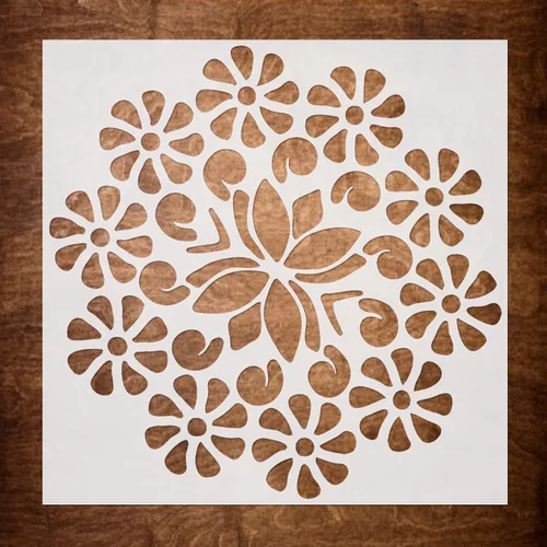 Vista 11 de DLY LIFESTYLE Plantilla Boho – Flores pequeñas – 7 x 7 pulgadas – Arte y manualidades – Lienzo, papel, tela, paredes, muebles
