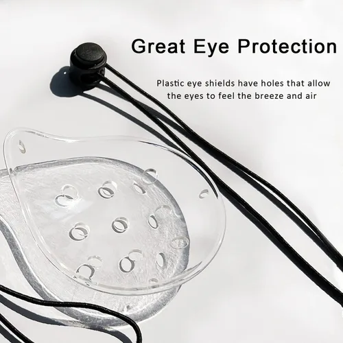 Vista 2 de Protector de ojos, 2 piezas de plástico para protección ocular, cirugía ocular, transpirable, con 2 cuerdas elásticas, transparente