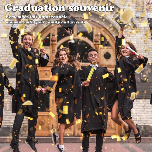 Vista 6 de Paquete de 5 cañones de confeti dorados de 12 pulgadas, cañones de confeti para fiestas de graduación, bodas, fiestas de cumpleaños y celebración