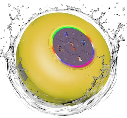 Vista 10 de Altavoz de ducha Bluetooth con LED – Altavoz mini inalámbrico portátil con micrófono y ventosa, resistente al agua IPX4 para ducha, viaje, piscina