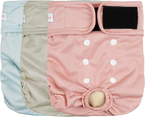 Vista 14 de Langsprit Pañales lavables para perro hembra (paquete de 3 unidades) - Sin fugas, reutilizables, para perritas en período, calzones altamente Negro