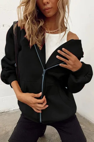 Vista 5 de Women's Cute Hoodies Teen Girl Fall Jacket Oversized Sweatshirts Casual Drawstring Clothes Zip Up Y2K Hoodie with Pocket