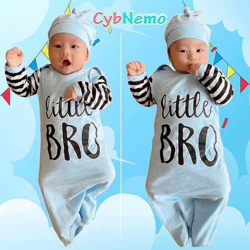 Vista 3 de Conjunto de regalo para bebé recién nacido camisón de manga larga a rayas para bebé