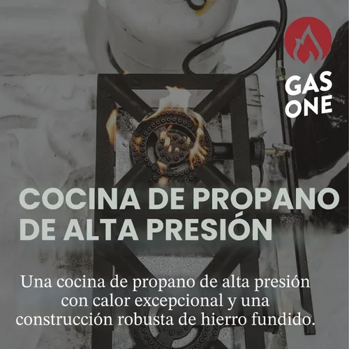 Vista 2 de GasOne Quemador Doble de Propano de Alta Presión - Cocina al Aire Libre con Escudo Térmico y Protector – Cabezal de Quemador de Propano