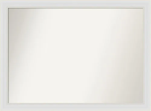 Vista 280 de Amanti Art Espejo de baño blanco para sobre el fregadero, 24 x 26 pulgadas, espejo rectangular blanco y blanco, marco de madera contemporáneo