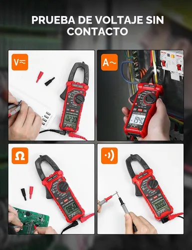 Vista 5 de AstroAI Multímetro de Pinza Digital 2000 Cuentas Probador de Voltaje y Amperaje con Rango Automático con Voltaje CA/CC, Corriente CA, Resistencia