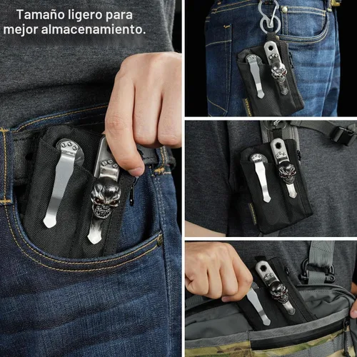 Vista 4 de VIPERADE VE17 - Bolsa pequeña EDC con área de parche para bricolaje, mini bolsa EDC con bolsillo con cremallera, bolsillo para tarjetas pequeñas