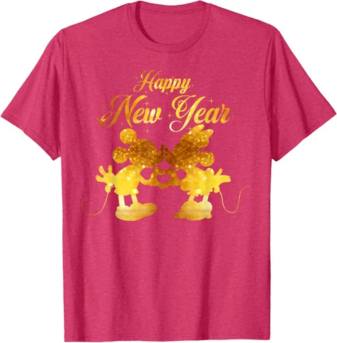 Vista 20 de Disney Camiseta de Año Nuevo Mickey & Minnie Happy New Year Silhouette, Negro