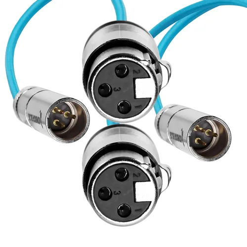 Vista 4 de KONDOR BLUE Cable de audio Mini XLR (TA3) de 3 pines macho a XLR hembra de 16 pulgadas (paquete de 2) Cable de micrófono trenzado para cámara