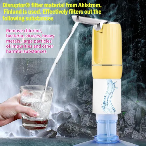 Vista 9 de CoolWAY Botella de agua eléctrica plegable de 2 a 5 galones con filtros reemplazables - Filtro de agua portátil para camping, al aire libre, hogar