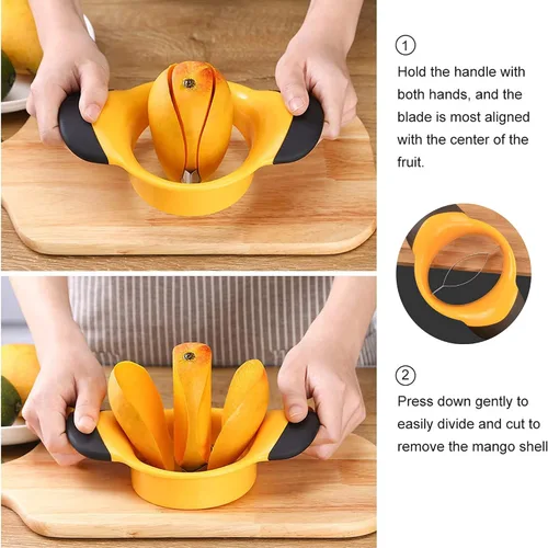 Vista 4 de Cortador de mango,Herramienta de eliminación de hoyos de mango,Cortador de mango con hoja de acero inoxidable con mango de goma para facilitar