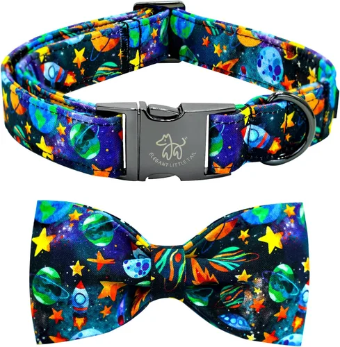 Vista 10 de Elegant little tail Independence - Collar patriótico para mascotas con pajarita para mascotas del 4 de julio de algodón suave para mascotas