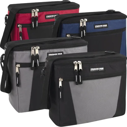 Vista 6 de Fridge Pak Lonchera aislada para adultos y bolsa enfriadora de latas de gran capacidad para 12 latas Gris/Negro