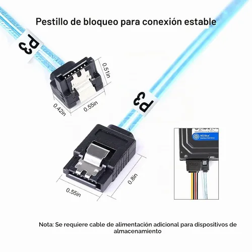 Vista 2 de ADCAUDX Cable SATA-III: 12 pulgadas, paquete de 3 cables SATA en ángulo