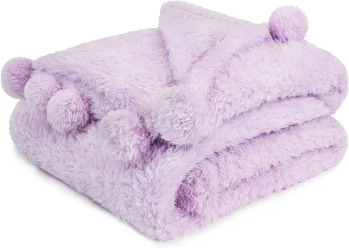 Vista 21 de PAVILIA Manta de sherpa negra para sofá, cálida manta de felpa con pompones, manta mullida para sofá, ligera, suave y acogedora con pompones, 50 x