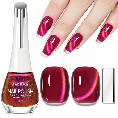 Vista 17 de Esmalte de uñas de ojo de gato con perla de sirena, secado rápido, esmalte de uñas magnético sin gel con imán, esmalte de uñas de ojo de gato