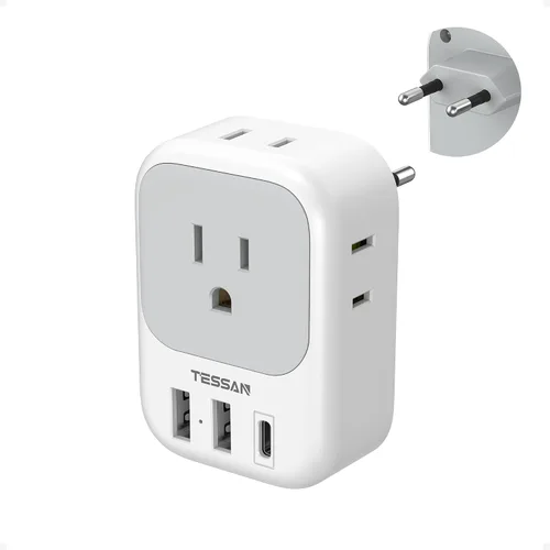 Vista 12 de TESSAN - Adaptador de enchufe de EE. UU. a Japón PD 20W, adaptador de 2 clavijas a 3 clavijas