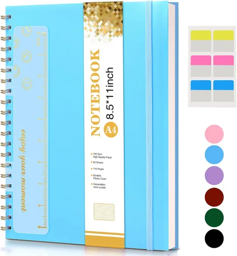 Vista 27 de Cuaderno de espiral de 8.5 x 11 pulgadas, cuadernos grandes A4 para mujeres y hombres, diario rayado universitario, papel de 3.53 oz/m², diarios