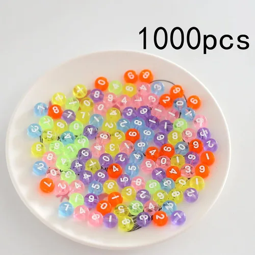 Vista 2 de ToBeIT 800 cuentas de números acrílicas redondas de colores mixtos para hacer joyas de bricolaje (color transparente)