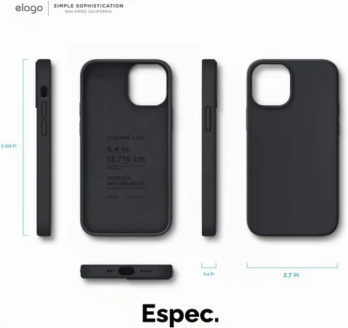 Vista 8 de elago Funda de silicona líquida prémium para iPhone 12 Mini, color negro