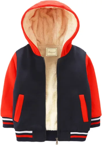Vista 12 de Bumeex Chaqueta con forro polar Sherpa para niños y niñas, para primavera, otoño, invierno, con cremallera, sudadera con capucha de 2 a 14 años Negro