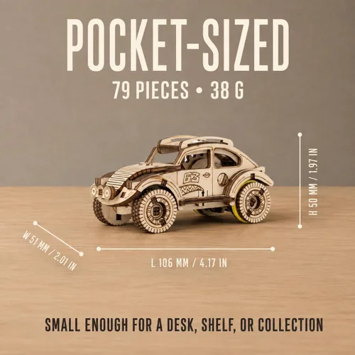 Vista 8 de EWA Eco-Wood-Art Pocket Buggy - Rompecabezas de madera 3D Kit de modelo mecánico DIY Juego de construcción de madera