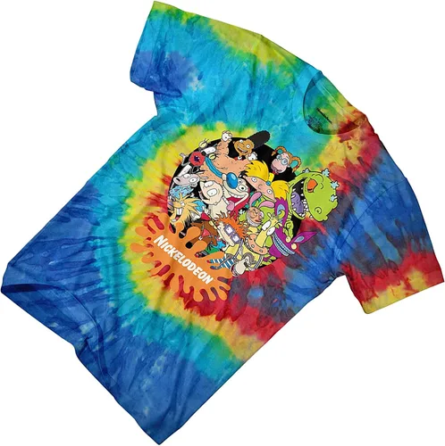 Vista 4 de Nickelodeon Camisa clásica de los años 90 para hombre, teñido anudado, Reptar, Ren & Stimpy y Hey arnold - Camiseta vintage con teñido anudado
