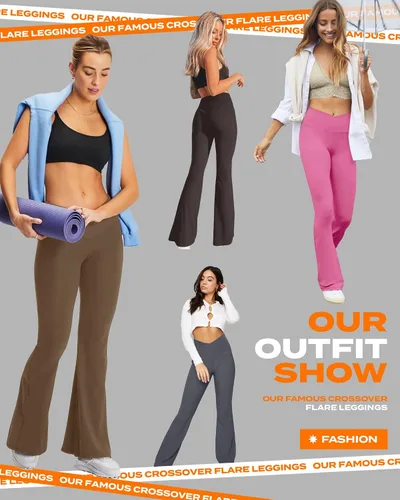Vista 161 de TNNZEET Leggings acampanados negros para mujer, pantalones de yoga cruzados con bolsillos, corte de bota, leggings acampanados