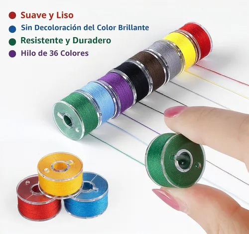 Vista 4 de Juego de 210 hilos de bobina preenrollados - 36 colores tamaño A