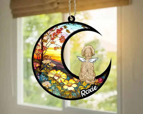 Vista 846 de LOVELYPOD Adorno de Navidad personalizado para perro Basset Hound (marrón) Basset Hound (marrón) adorno para atrapasoles de perro, razas de perros