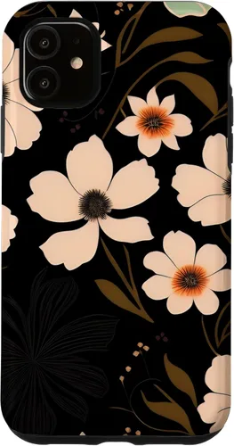 Vista 5 de Funda para iPhone 14 de flores silvestres botánicas de peonías verde oliva