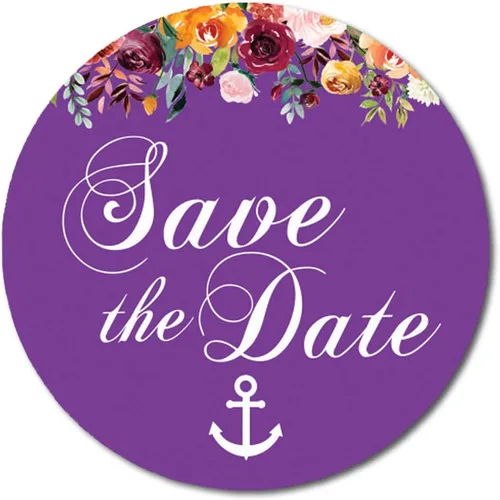 Vista 9 de Darling Souvenir 45 piezas amarillo redondo floral & Anchor Save the Date pegatinas DIY sobre Sellos - 1.6 pulgadas